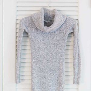 Soft Grey Cowl Neck Tunic Length Sweater